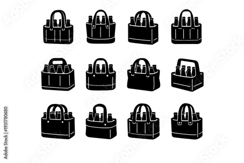 Shopping generation structured simple icon vector separator carry reusable daily minimalist tool