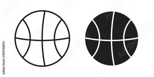 Basketball icon set. Linear style. Vector icons