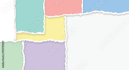 Colorful geometric shapes illustration with diverse pastel colors and irregular edges in a creative graphic design