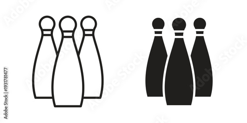 Bowling icon set. Linear style. Vector icons