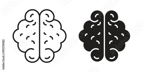 Brain icon set. Linear style. Vector icons