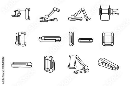 Phone holder travel vector accessory crisp folded mode icons foldable icon minimal