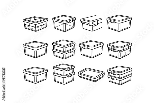 Icon bin organizer secure design tidy edge vector stackable lid compact craft