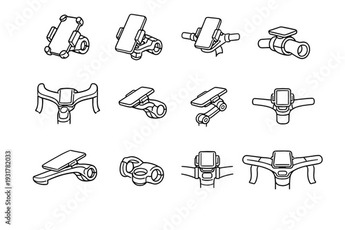 Bike rigid mount setup icon phone precise layout holder vector arm