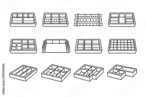 Form proportions vector organizers modern outline storage geometry icon drawer neat adaptable