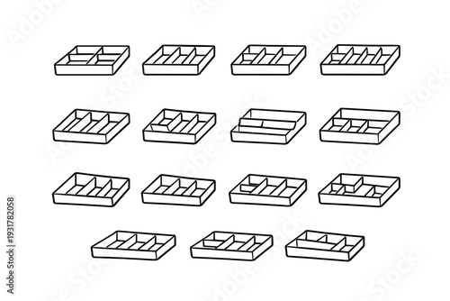 Compact contemporary form vector icons retrieval divider drawer item balanced icon clean