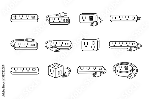 Icon power strip modern size minimal vector geometry extension smart silhouette
