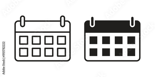 Calendar icon set. Linear style. Vector icons