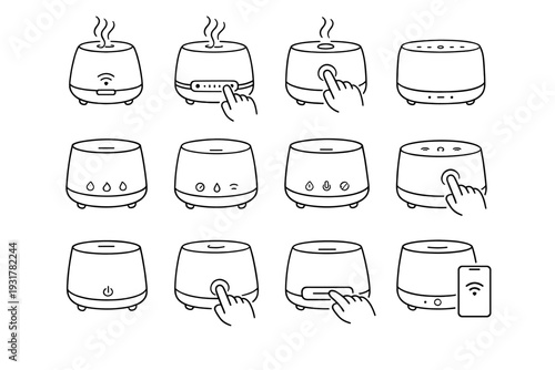 Design modern icon vector diffuser smart controls minimal appliance silhouette style