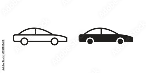 Car icon set. Linear style. Vector icons