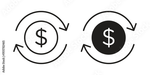 Cash flow icon set. Linear style. Vector icons