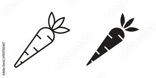 Carrot icon set. Linear style. Vector icons