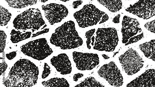 Black and white irregular stone pattern texture with grainy distressed effect