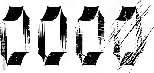 grunge digit zero collection in black and white with distressed and scratch effects