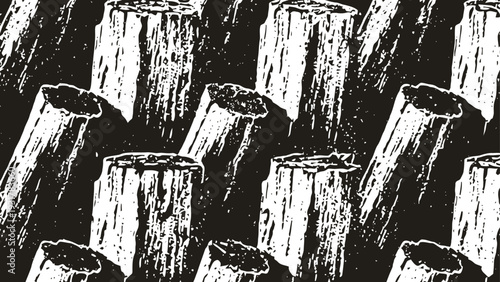 close up pattern of tree stumps textured wood surface in black and white