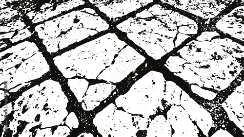 Cracked stone pavement texture with irregular fractures and rough surface details