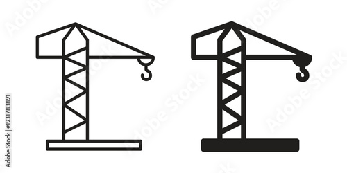 Construction crane icon set. Linear style. Vector icons
