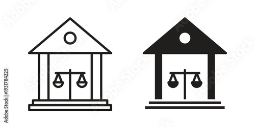 Court icon set. Linear style. Vector icons