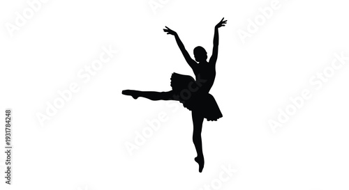 A graceful ballerina leaps and extends her arms in a dynamic pose showcasing artistry and movement silhouette high quality professional