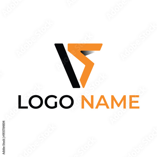 Monogram Logo VS Sharp Orange and Black Letter cam be use able as Sports logo, Gaming logo, 