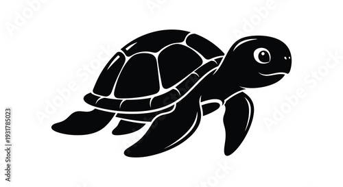 A striking black and white image depicts a sea turtle in profile showcasing its unique shell pattern silhouette high quality professional