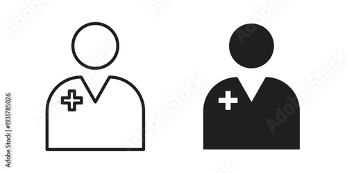 Doctor icon set. Linear style. Vector icons