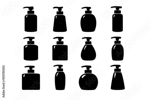 Modern generation vector pump cleaning item image accessory hygiene smooth dispenser icon