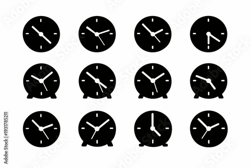 Simple functional icons housing icon vector tabletop desktop form clock geometry silhouette