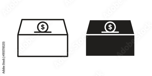 Donation box icon set. Linear style. Vector icons