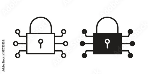 Encryption icon set. Linear style. Vector icons