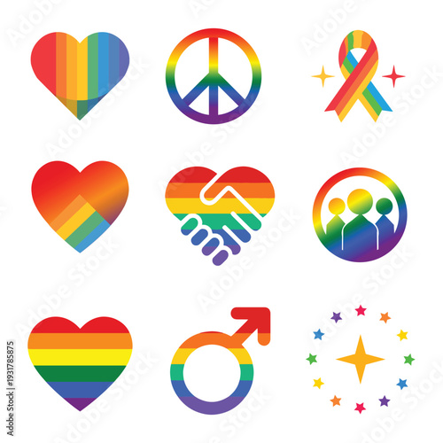 LGBTQ+ Pride Rainbow Icons Collection – Modern Equality & Inclusion Set