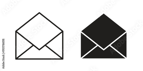 Envelope open icon set. Linear style. Vector icons