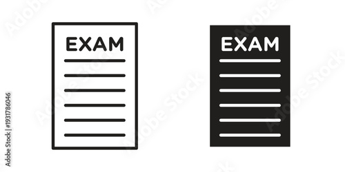 Exam icon set. Linear style. Vector icons