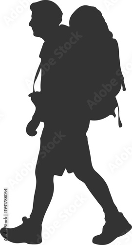 Mountain Trekker Silhouette Backpack Icon