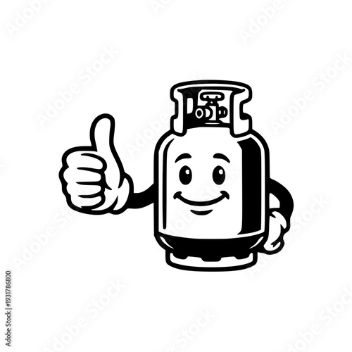 Smiling Gas Cylinder Mascot Giving Thumbs Up