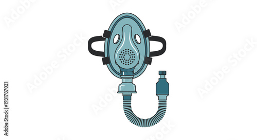 A detailed illustration of a vintage gas mask with a hose presented in a striking silhouette high quality professional modern elegant