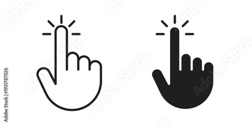 finger tap icon set. Linear style. Vector icons