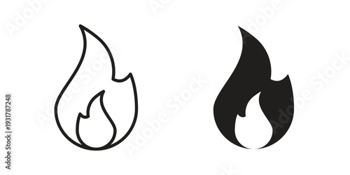 Fire icon set. Linear style. Vector icons