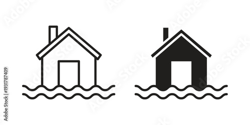 Flood icon set. Linear style. Vector icons