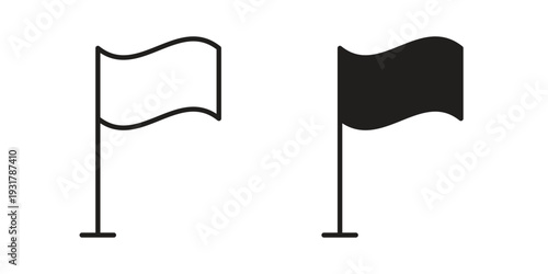 Flag icon set. Linear style. Vector icons