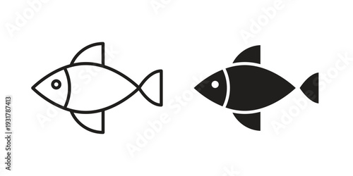 Fish icon set. Linear style. Vector icons