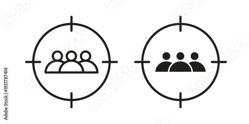Focus group icon set. Linear style. Vector icons