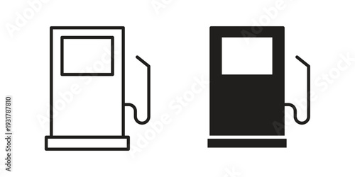 Gas station icon set. Linear style. Vector icons