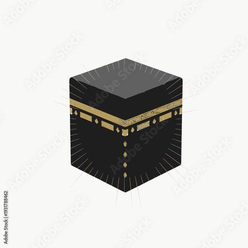 A graphic illustration depicting the Kaaba, the holy house of God located in Mecca, Saudi Arabia, revered by Muslims as the most sacred site in Islam