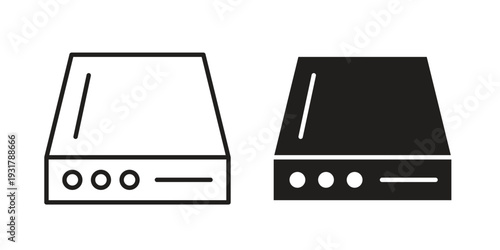 Hard drive icon set. Linear style. Vector icons
