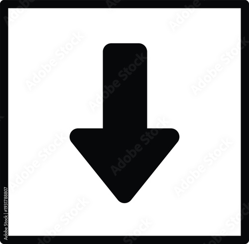 Download arrow symbol in square frame for mobile application interface and web navigation