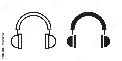 Headset icon set. Linear style. Vector icons