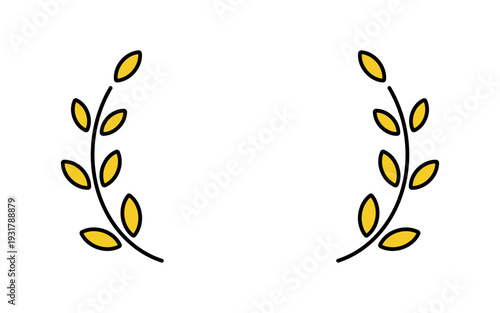 シンプル表彰・ランキング装飾アイコンシリーズ 表彰フレーム 葉リース ゴールド