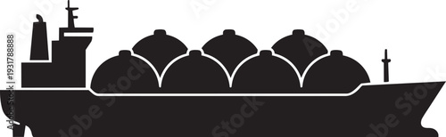 LNG Tanker Silhouette Minimalist Large Ship with Rounded Spherical Deck Tanks Flat Vector Icon