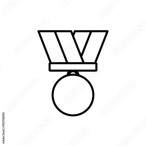 シンプル表彰・ランキング装飾アイコンシリーズ メダル ラインアイコン 白黒